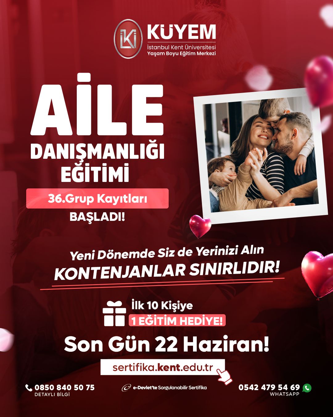 Aile Danışmanlığı Eğitimi 36. Grup Kayıtları Başladı